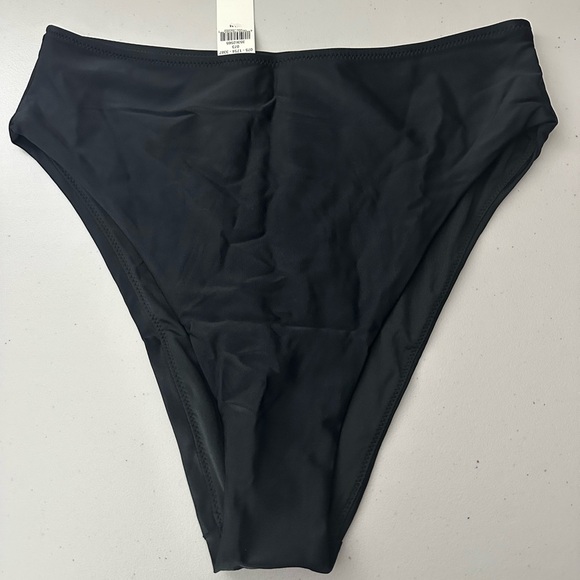 Aerie High Cut Cheeky Swim Bottoms Black Size Medium - Picture 1 of 7